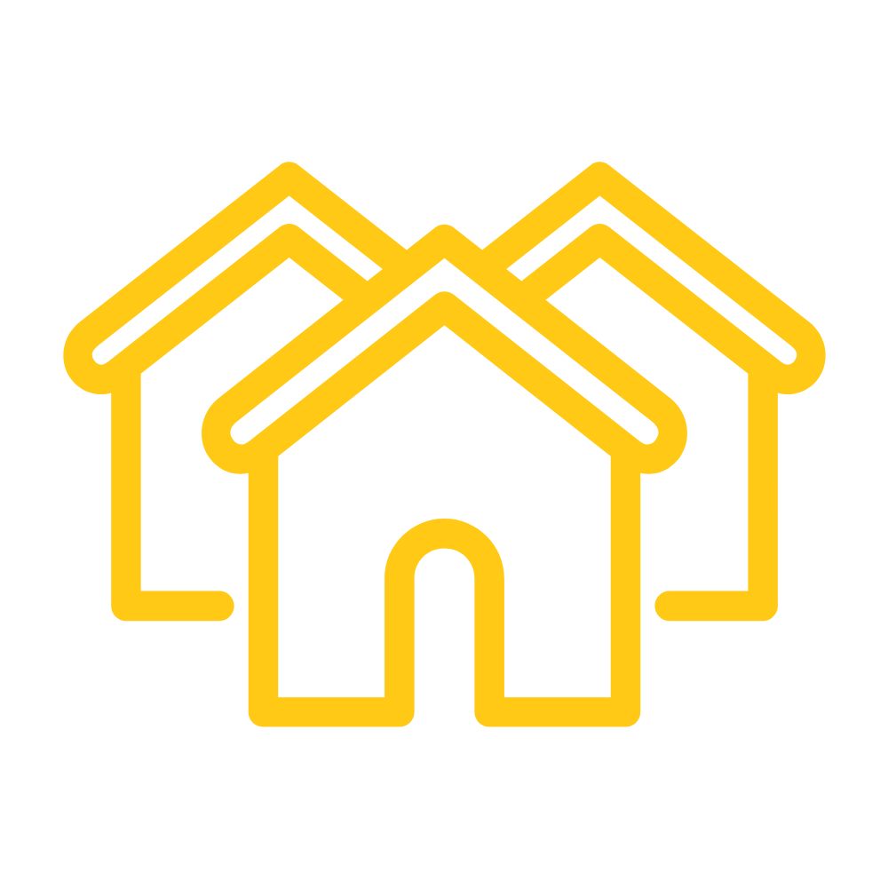 3 houses icon.