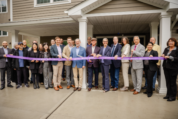 New York State Homes and Community Renewal Commissioner RuthAnne Visnauskas, Community Preservation Corporation Lending & Initiatives Senior Vice President Nicholas V. Petragnani, Jr., and others celebrate the opening of Silver Gardens, a 57-unit affordable senior housing development in the Hamlet of Highland, Town of Lloyd, Ulster County New York.